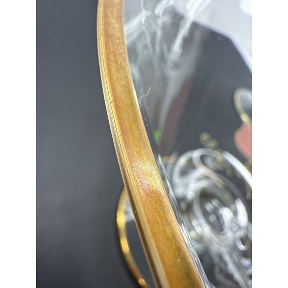 Bohemia Crystal Compote Bowl Hand Painted Roses 24K Gold Trim Pedestal - Picture 4 of 4